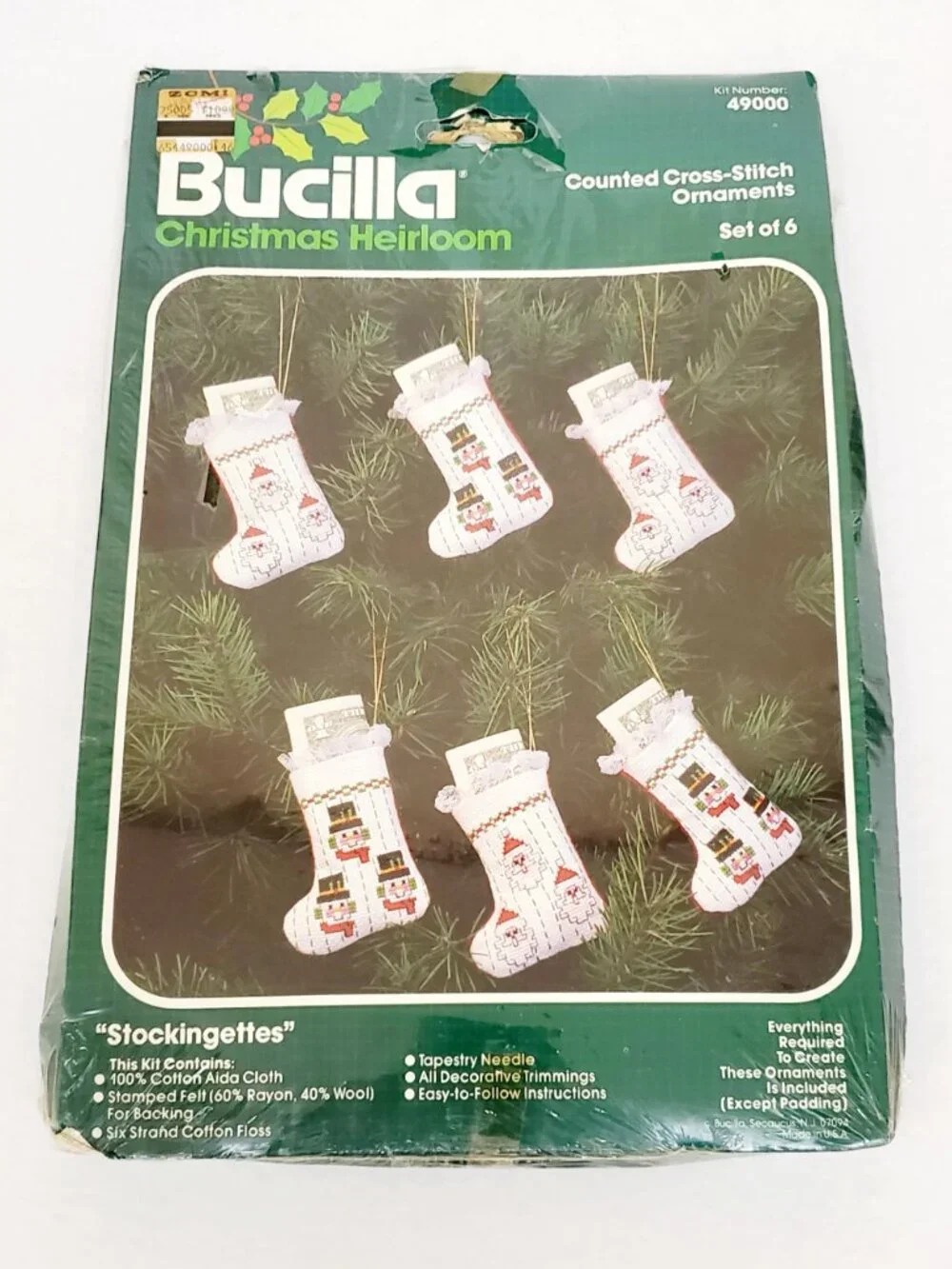 Vintage Christmas Darning & Counted Cross Stitch Ornament Kit Bucilla Vogart Lot